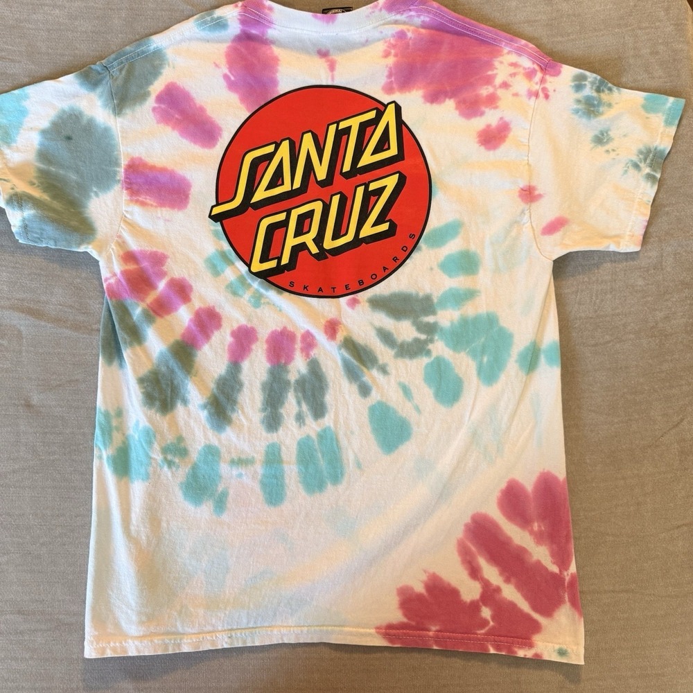Santa Cruz Tie Dye T Shirt Mens Large Skateboards Logo Graphic Tee L
